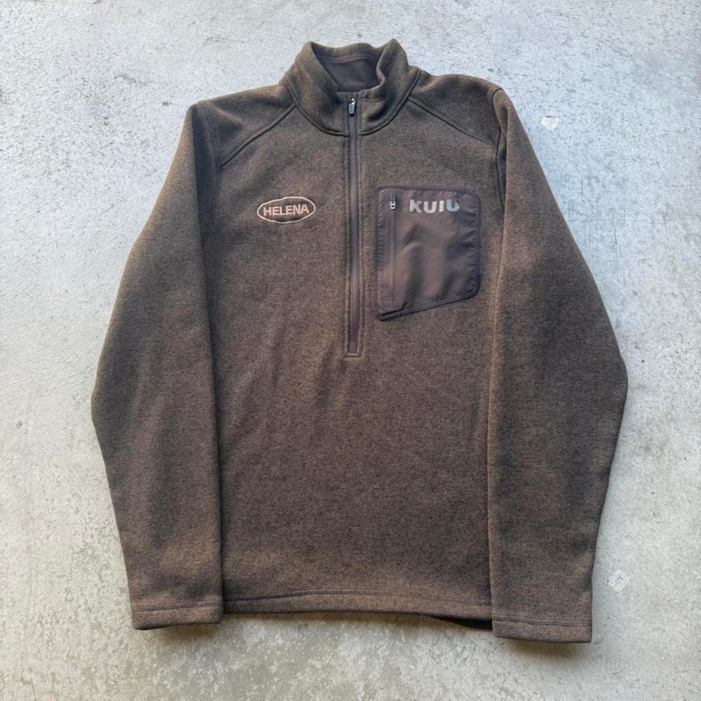 Kuiu Men's Base Camp Pullover Half Zip High Loft Sweater Grizzly Heather XL